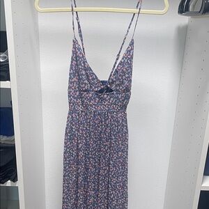 Versona Blue and Pink Floral Maxi Dress